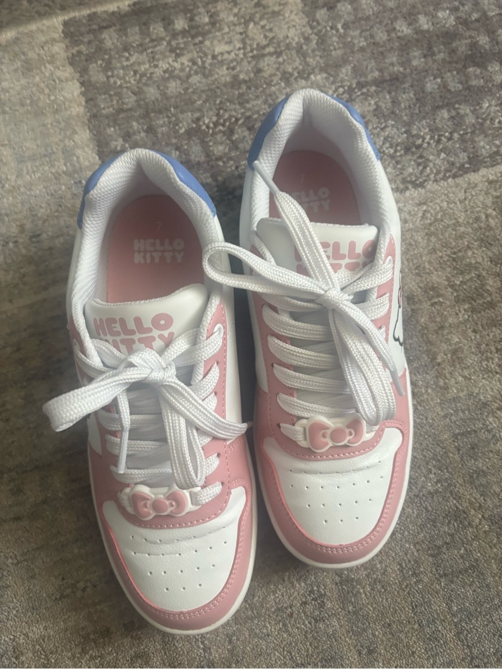 Hello Kitty Pink, White & Blue Lace-Up Kids Sneakers